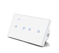 Panneau mural avec interrupteur tactile WiFi intelligent pour télécommande via application vocale compatible avec Alexa pour Tuya Smart-Life Plusieurs options de gang Design en verre blanc (4