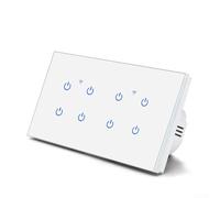 Panneau mural avec interrupteur tactile WiFi intelligent pour télécommande via application vocale compatible avec Alexa pour Tuya Smart-Life Plusieurs options de gang Design en verre blanc (8