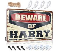 Panneau mural « Beware Of Harry » - Style vintage - Cadeau d'anniversaire - Décoration de terrasse - Facile à accrocher (20 x 30 cm)