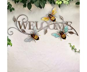 Panneau mural Bienvenue Jardin Porte d'entrée Décoration Abeilles Design