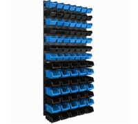Panneau mural - BOTLE - 58 x 117 cm - 84 boîtes empilables - Bleu et Noir - Rangement efficace
