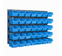 Panneau mural - BOTLE - 58 x 39 cm - 35 boîtes de rangement - Couleur bleue - Plastique