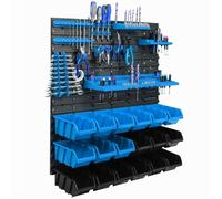 Panneau mural - BOTLE - 77 x 78 cm - 18 boîtes en plastique - Bleu et Noir - Usage intensif