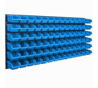 Panneau mural de rangement - BOTLE - 173 x 78 cm - 84 boîtes empilables XL - Couleur bleue - 6 compartiments