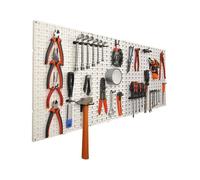 Panneau mural de rangement pour outils EURO VANADIUM lot de 2 avec 20 crochets 49 x 30 2 cm blanc charge 20 kg