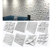 Panneau mural décoratif 3D 30cm, Design de jeu Esports, carrelage en plastique Non auto-adhésif, autocollant mural 3D, papier peint pour salon et salle de bains H-Bright blanc