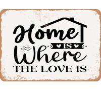 panneau mural decoratif enseignes en métal affiche vintage Home is Where the Love is - Vintage Look Sign decoration cuisine