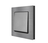 Panneau mural d'interrupteur d'éclairage, 1 groupe, 1/2/3 voies, alliage d'aluminium, 82x82mm, gris et noir(Gray Sf9,1way)