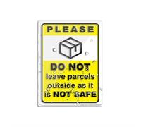 Panneau mural en acrylique avec inscription « Do Not Leave Parcels Deliveries Outside It Is Not Safe Couriers Delivery Notice » Décoration d'intérieur et d'extérieur pour la maison, le bureau, le