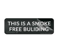 Panneau mural en acrylique avec inscription « This Is A Smoke Free Building » - 25,4 x 7,6 cm - Plaque design en acrylique de qualité supérieure