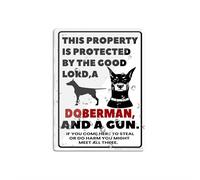 Panneau mural en acrylique pour mur avec inscription « This Property Is Protected By The Good Lord A Doberman Dog » - Décoration d'intérieur et d'extérieur - 15,2 x 20,3 cm