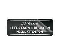 Panneau mural en acrylique pour mur, inscription « Fancy Fancy Please Let Us Know If Restroom Needs Attention », 25,4 x 7,6 cm, autocollant moderne, facile à installer
