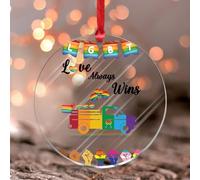 Panneau mural en acrylique teinté à suspendre Love Always Wins LGBT Truck Panneau acrylique coloré LGBTQ Mois Parade Pendentif Gay Lesbienne Pride Parade Rainbow Suncatcher Décoration de la maison
