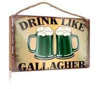 Panneau mural en bois à suspendre avec inscription Drink Like Gallagher (15 x 28 cm)