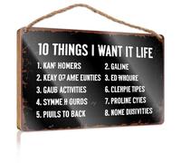 Panneau mural en bois à suspendre Top 10 Things I Want In Life - Panneau en bois pour décoration d'intérieur ou de terrasse (20 x 30 cm)