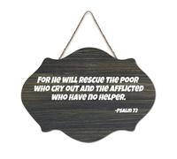 Panneau mural en bois avec inscription « For He Will Rescue The Poor Who Cry Out And The Afflicted Who Have No Helper » - Décoration murale rustique en bois - 15,2 x 25,4 cm