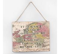 Panneau mural en bois avec inscription « It Doesn't Matter Where You're Going » - 25,4 x 30,5 cm - Aquarelle historique - Décoration murale de campagne - Panneaux en bois pour étagère et entrée