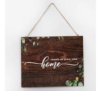 Panneau mural en bois avec inscription « There's No Place Like Home » - 25,4 x 30,5 cm - Citation inspirante - Décoration de chambre - Panneau en bois rustique pour porte d'entrée intérieure