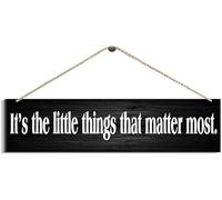 Panneau mural en bois « It'S The Little Things That Matter Most » - Plaque rustique en bois - Décoration de maison pour porte d'entrée, porche, salle de jeux - 15,2 x 40,6 cm