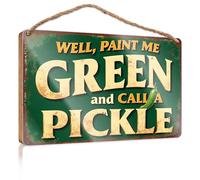 Panneau mural en bois pour salle de bain Paint Me Green And Call Me Pickle. Décoration amusante pour salle de bain (15 x 28 cm)