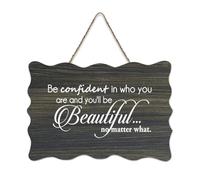 Panneau mural en bois rustique avec citations « Be Confident in Who You Are And You'll Be Beautiful No Matter What » - 15,2 x 25,4 cm
