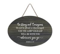 Panneau mural en bois rustique avec citations « Be Strong And Courageous for The Lord Your God Will Be with You Wherever You Go » - 1:9 - Décoration murale en bois rustique - 15,2 x 25,4 cm