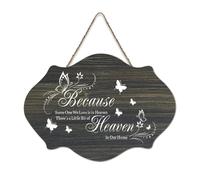 Panneau mural en bois rustique avec citations « Because Some One We Love Is in Heaven, There's A Little Bit of Heaven in Our Home » - 15,2 x 25,4 cm