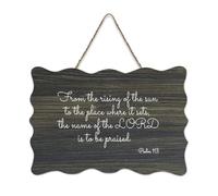 Panneau mural en bois rustique avec citations « From The Rising of the Sun to The Place Where It Sets The Name of The LORD Is to Be Praise » - Décoration murale rustique - 15,2 x 25,4 cm