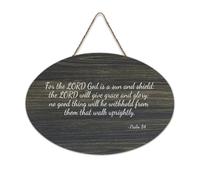 Panneau mural en bois rustique avec inscription « For The LORD God Is A Sun And Shield The LORD Will Give Grace And Glory No Good Thing Will He Withh » - Décoration murale en bois rustique - 15,2 x