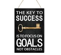 Panneau mural en bois « The Key to Success » - Plaque à suspendre en bois avec citations inspirantes de réussite - Décoration murale pour bureau, lieu de travail et maison
