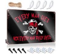 Panneau mural en étain avec inscription « Every Man Dies » - Pour chambre de garçon - 20 x 30 cm