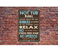 Panneau mural en métal avec inscription « For Hot Tub Rules » 20,3 x 30,5 cm