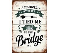 Panneau mural en métal avec inscription « I Followed My Heart and I Led Me to The Fridge » - Style rétro - Cadeau idéal pour cafés, bars, clubs, bureaux, magasins, cours, garages, 30,5 x 20,3 cm