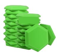 Panneau mural en mousse acoustique for studio, haute densité, absorbant le son pour Studio, Burea(Green,12 PCS WITH TAPES_LARGE HEXAGON_HIGH DENSITY)