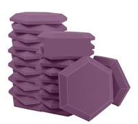 Panneau mural en mousse acoustique for studio, haute densité, absorbant le son pour Studio, Bureau, Chambre(Purple,24 PCS WITH TAPES_LARGE HEXAGON_HIGH DENSITY)