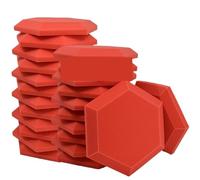Panneau mural en mousse acoustique for studio, haute densité, absorbant le son pour Studio, Bureau, Chambre(Red,24 PCS WITH TAPES_LARGE HEXAGON_HIGH DENSITY)