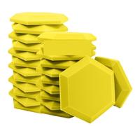 Panneau mural en mousse acoustique for studio, haute densité, absorbant le son(Yellow,6 PCS WITH TAPES_LARGE HEXAGON_HIGH DENSITY)