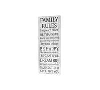 Panneau mural Family Rules, panneau en bois, look shabby vintage 76x31cm