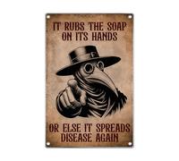 Panneau mural gothique humoristique en métal avec citation « Wash Your Hands » - 20,3 x 30,5 cm - Pour la maison, la cuisine, l'intérieur et l'extérieur