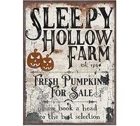 Panneau mural humoristique en métal avec inscription « Sleepy Hollow Farm », décoration d'Halloween, 20,3 x 30,5 cm