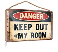 Panneau mural humoristique pour porte de bureau « Danger Keep Out Of My Room » - Cadeau amusant pour mari (20 x 30 cm)