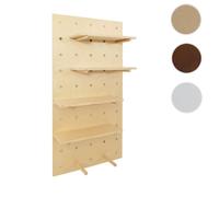 Panneau mural HWC-P24, décoration murale Étagère murale Panneau perforé, 4 niveaux Suspension 100 x 50 cm MVG ~ couleur naturelle