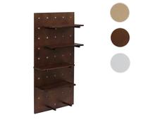 Panneau mural HWC-P24, décoration murale Étagère murale Panneau perforé, 4 niveaux Suspension 100 x 50 cm MVG ~ marron