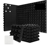 Panneau mural insonorisant en mousse acoustique, auto-adhésif, décoration de Studio, traitement anti-écho Pour l'atténuation du son(Black,6 Pcs With Tapes,Medium Density)