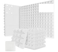 Panneau mural insonorisant en mousse acoustique, auto-adhésif, décoration de Studio, traitement anti-écho Pour Voiture, Studio, Maison(White,24 Pcs With Tapes,Medium Density)