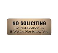 Panneau mural ou de porte autocollant en plastique acrylique « No Soliciting Do Not Bother Us If We Do Not Know You » - 22,9 x 7,6 cm - Avec symboles - Autocollant pour restaurant, salon, hôtel, motel
