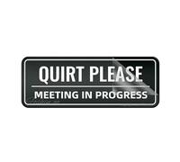 Panneau mural ou de porte en plastique acrylique Quiet Please Meeting In Progress - Coins arrondis - Longue durée - Avec ruban adhésif puissant et propre au dos - 25,4 x 7,6 cm