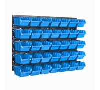 Panneau mural - BOTLE - 58 x 39 cm - 35 boîtes de rangement - Couleur bleue - Plastique