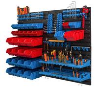 Panneau mural pour outils - BOTLE - 115 x 78 cm - 32 boîtes rouges et bleues - Plastique - Modulaire