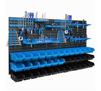 Panneau mural pour outils 156 x 78 cm avec 39 pcs Boîte Bleue et Noire plastique
